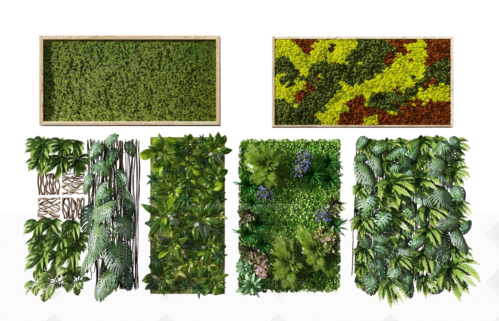 现代绿植墙组合3D模型下载【ID:1108207875】