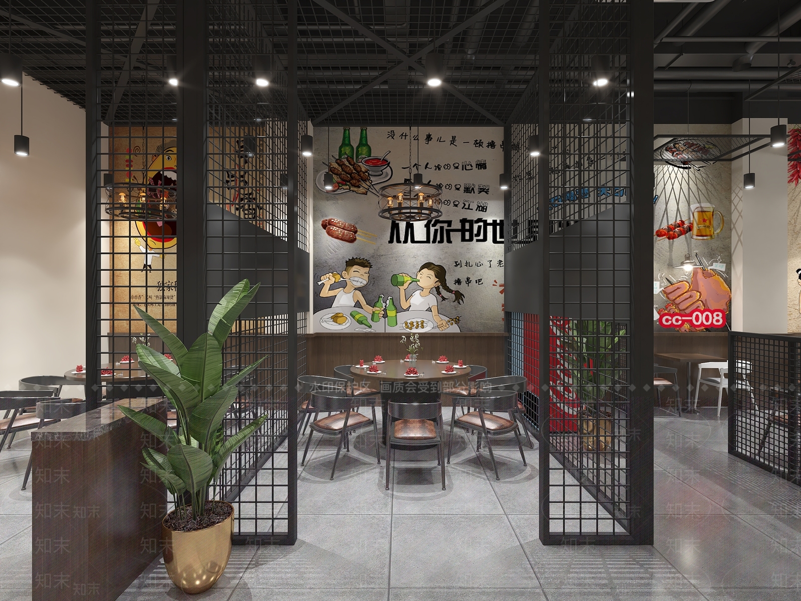 工业风烧烤店3D模型下载【ID:1108210579】