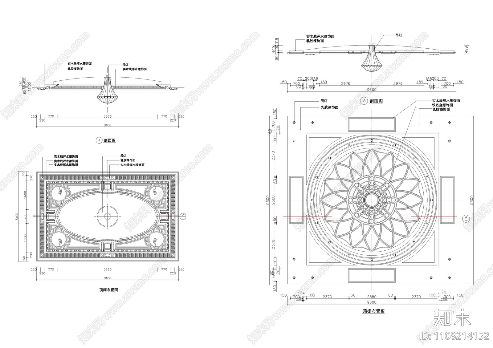 西式顶棚cad施工图下载【ID:1108214152】