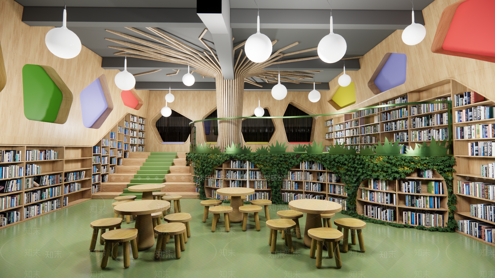 现代儿童图书室SU模型下载【ID:1108216377】