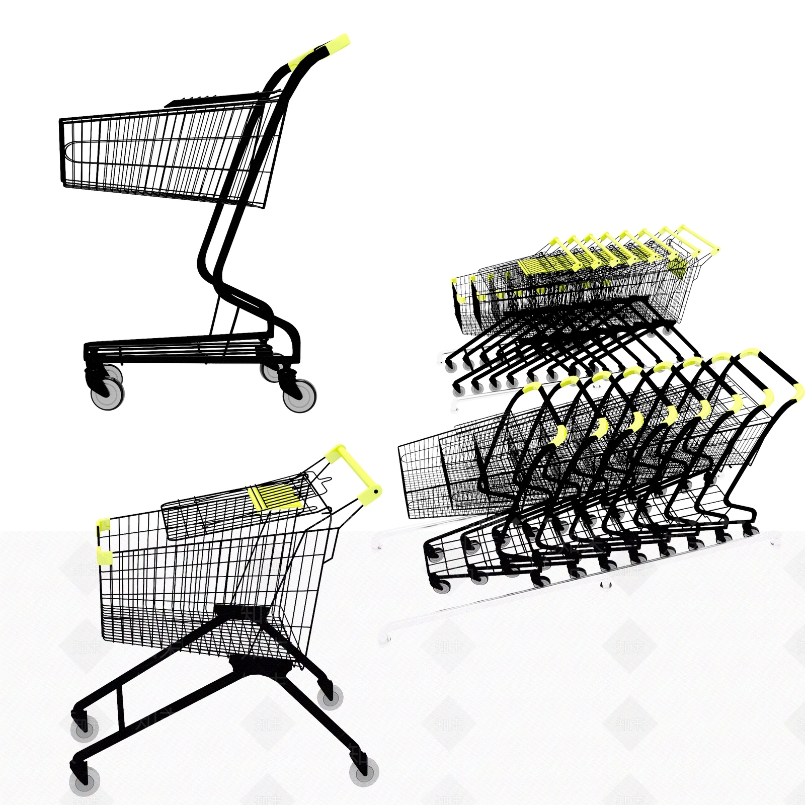 现代超市购物车3D模型下载【ID:1108254897】