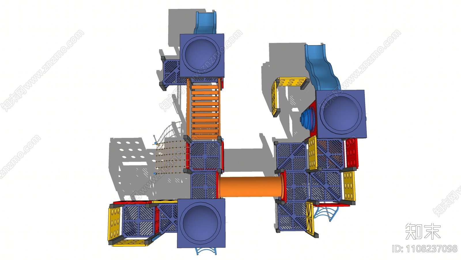 现代儿童滑梯SU模型下载【ID:1108237098】