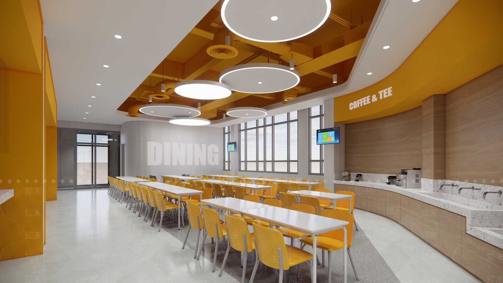 现代学校食堂SU模型下载【ID:1108237871】