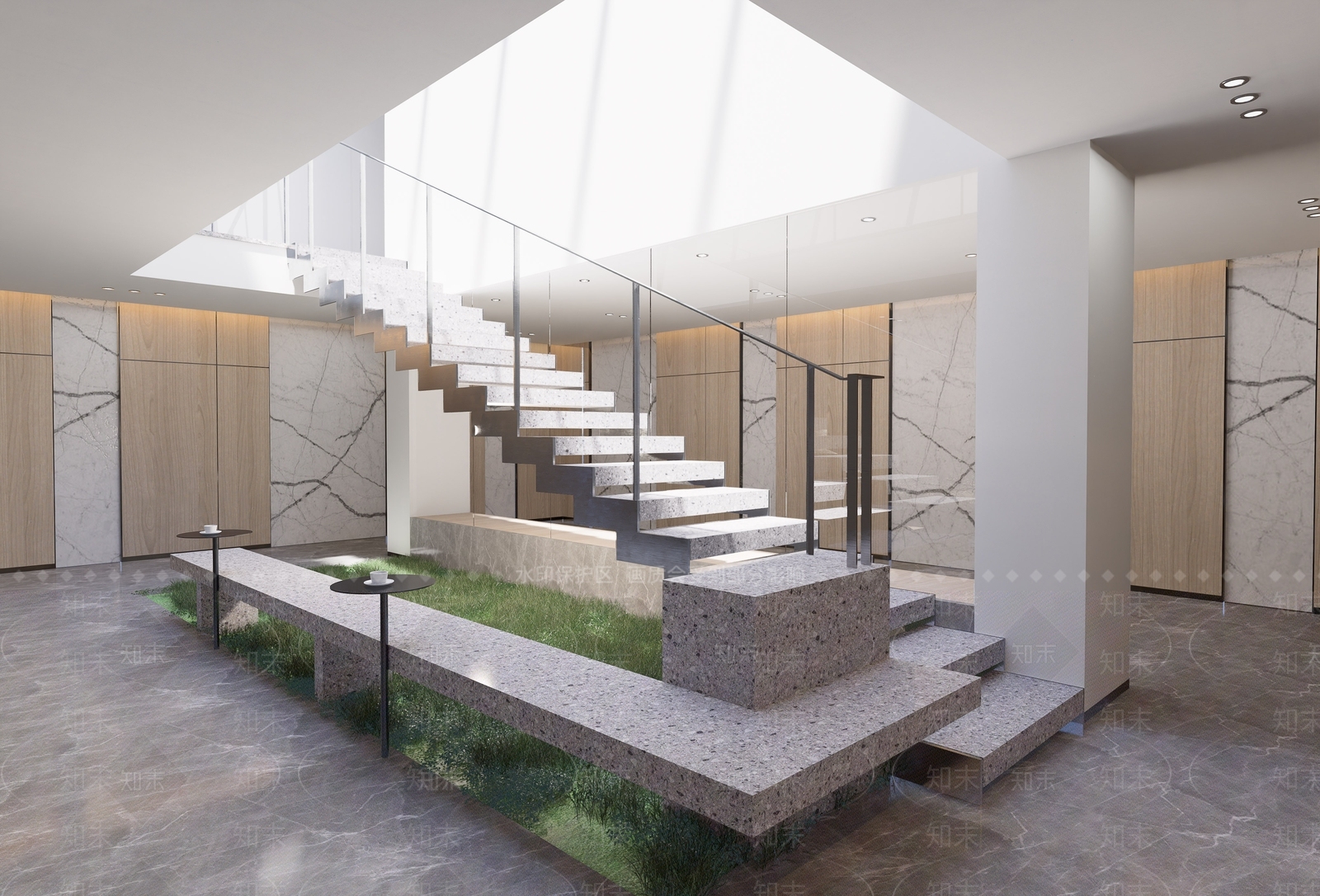 现代玻璃扶手楼梯SU模型下载【ID:1108240954】