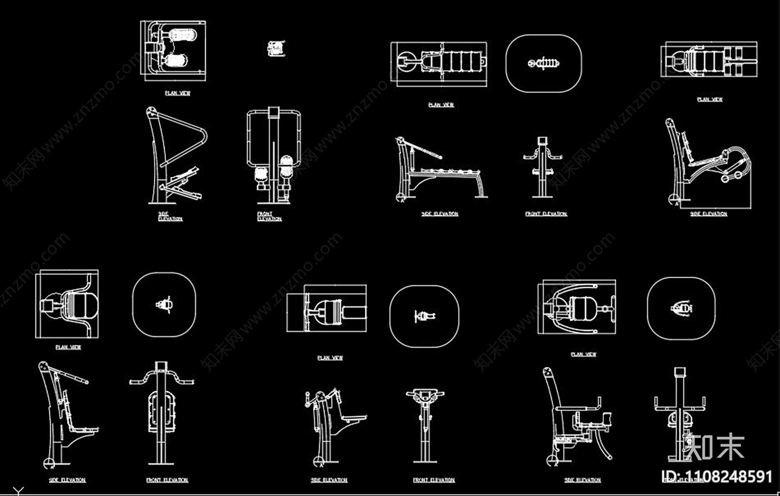 健身器材CAD施工图下载【ID:1108248591】