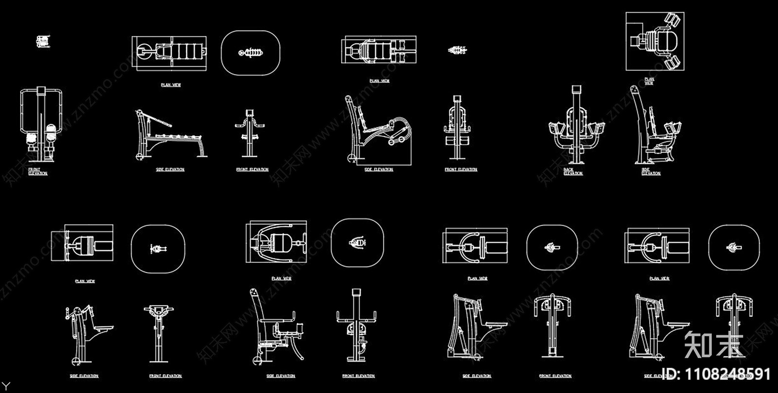 健身器材CAD施工图下载【ID:1108248591】