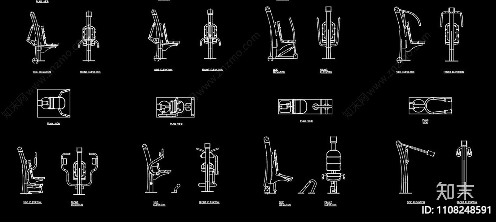 健身器材CAD施工图下载【ID:1108248591】