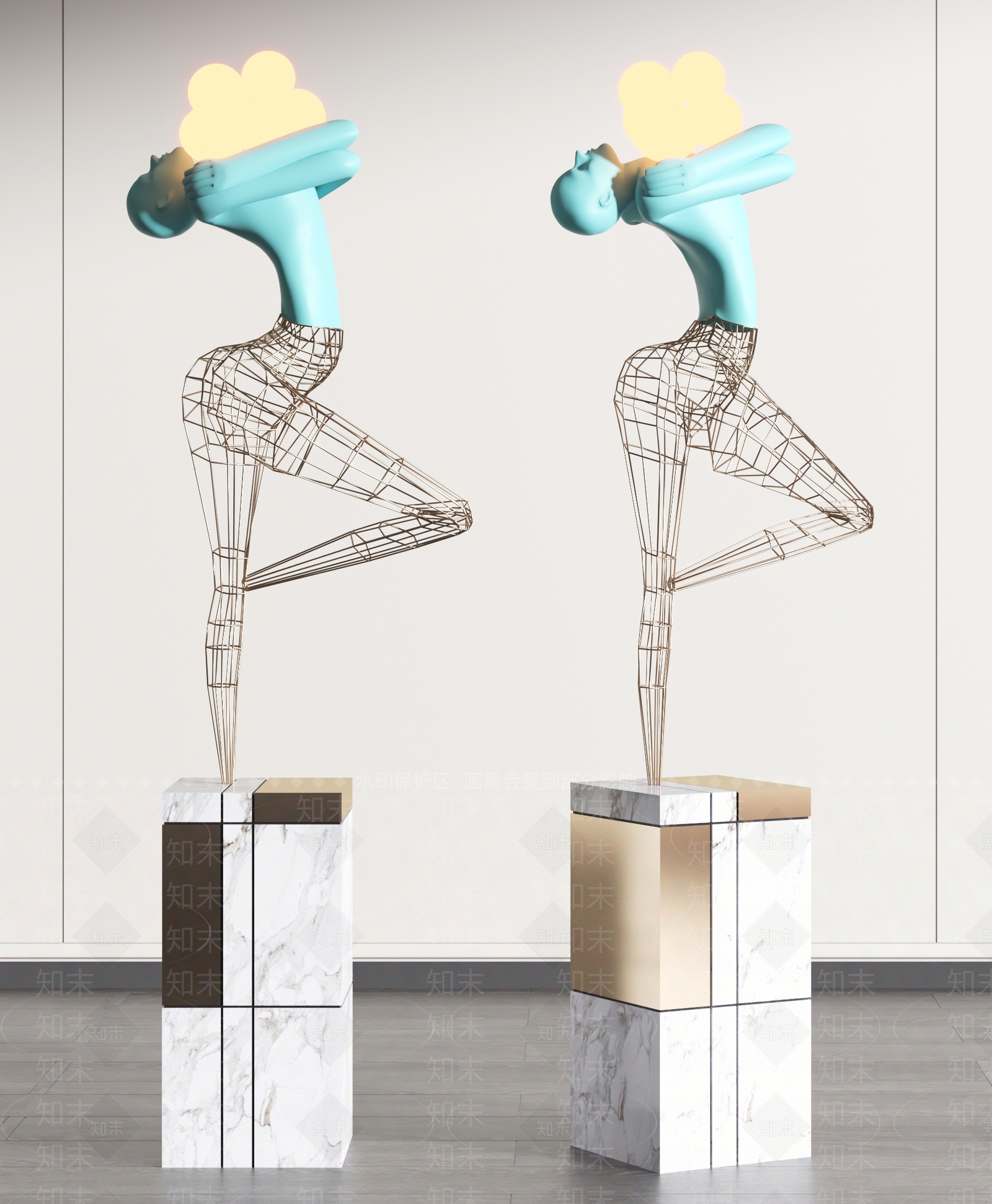 现代人像雕塑装置3D模型下载【ID:1108258652】