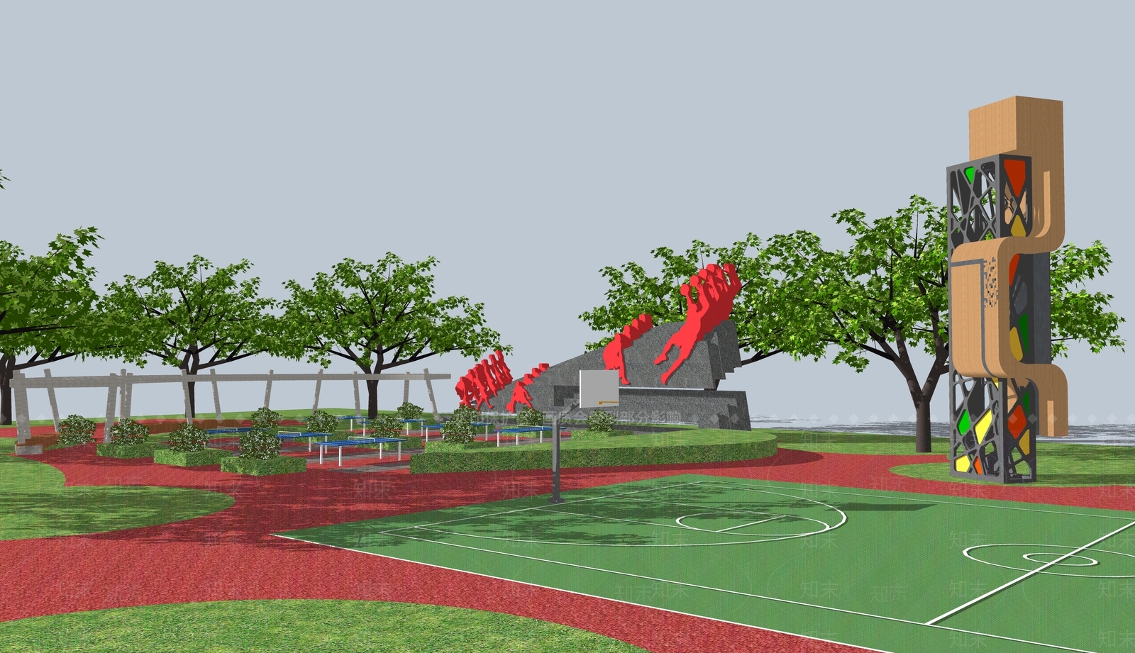 现代运动公园景观SU模型下载【ID:1108269389】