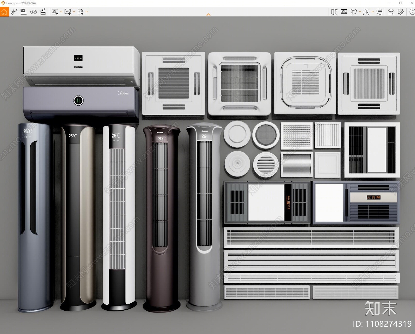 现代空调SU模型下载【ID:1108274319】