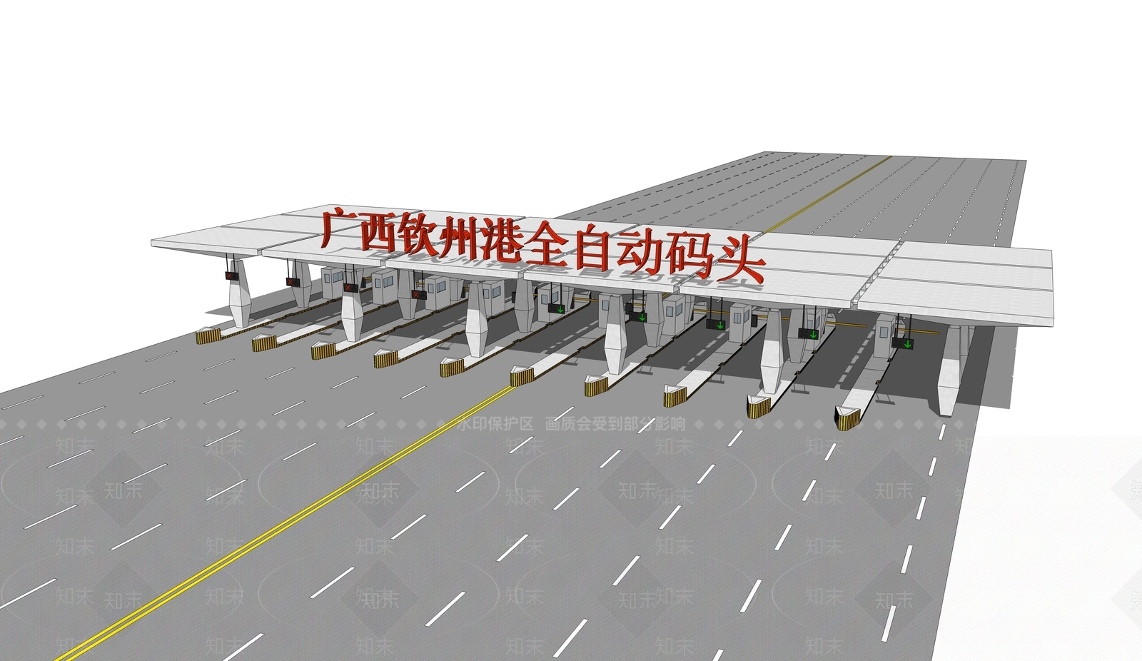 现代收费站SU模型下载【ID:1108274754】