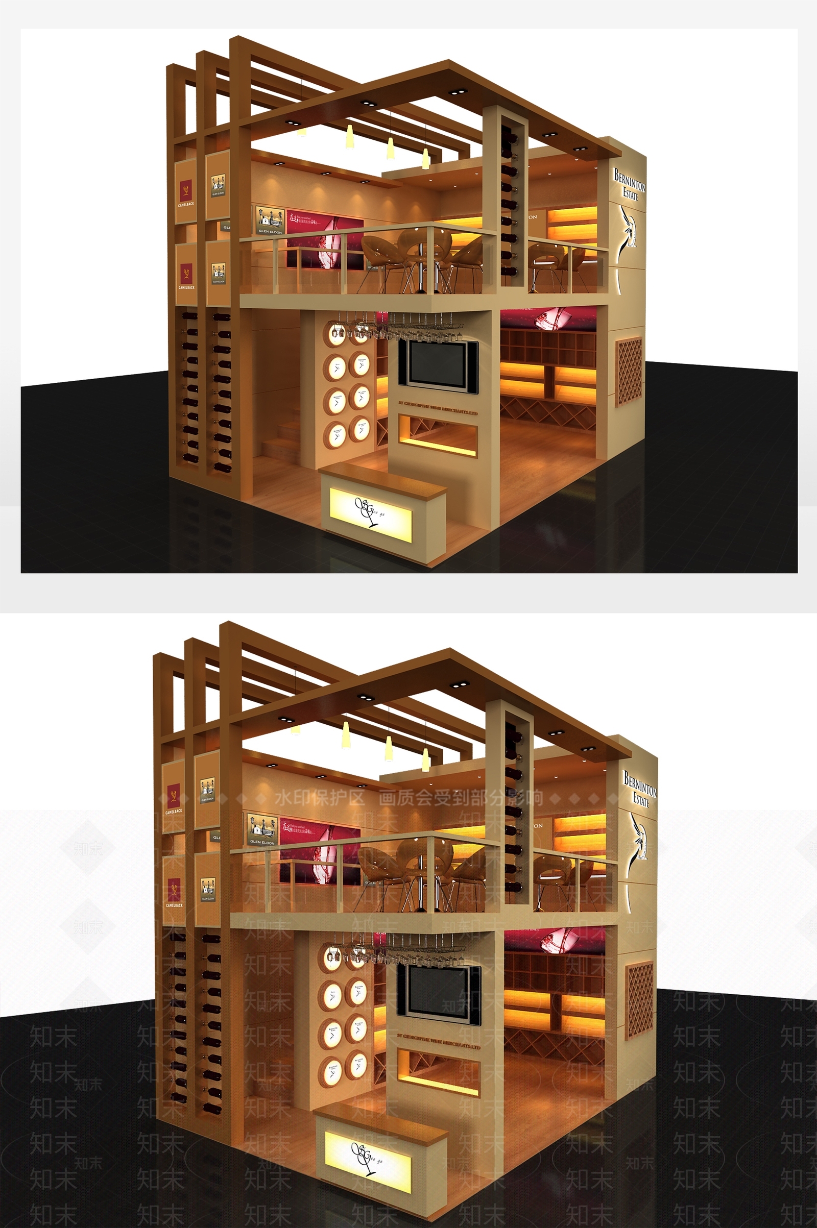 现代红酒展厅3D模型下载【ID:1108286444】