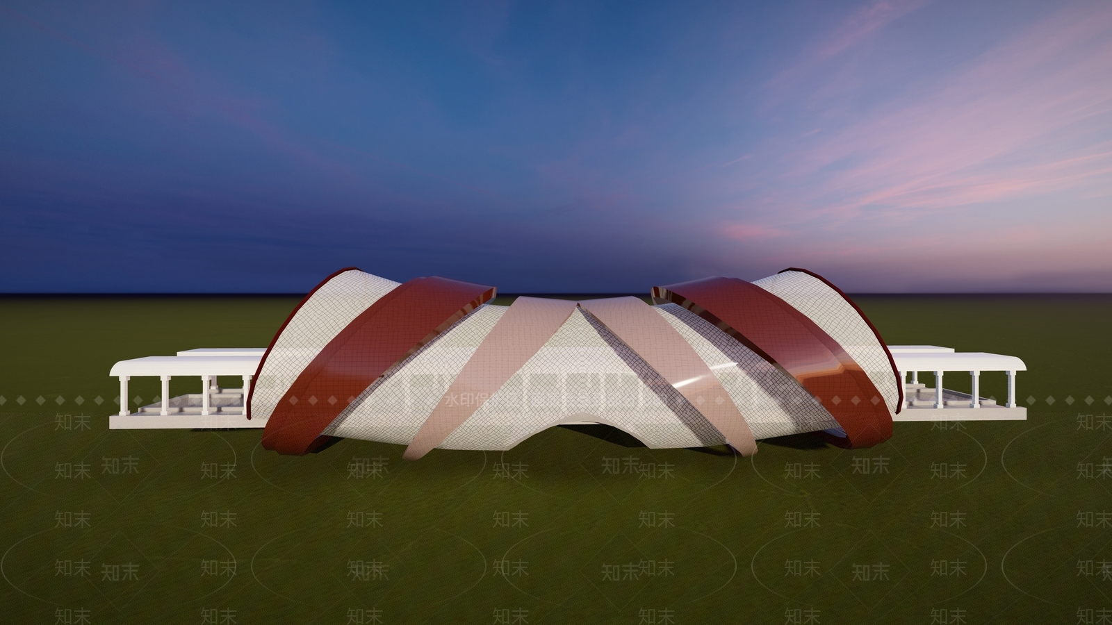 现代景观桥SU模型下载【ID:1108288327】