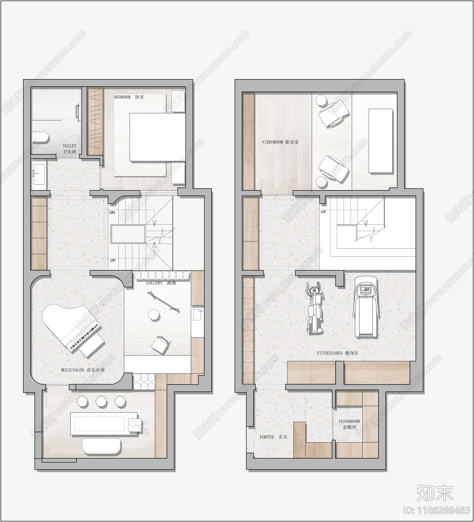 联排别墅平面方案施工图下载【ID:1108289483】