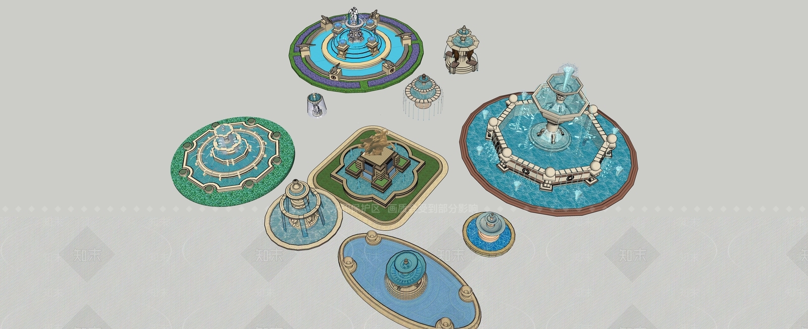 欧式喷泉SU模型下载【ID:1108296607】