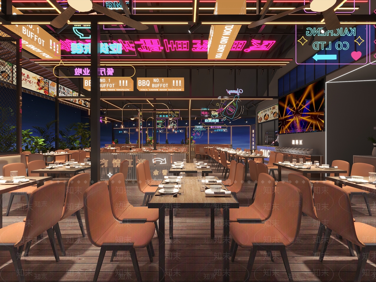 工业风烧烤店3D模型下载【ID:1108298725】