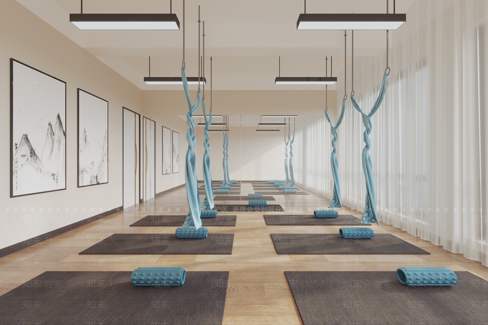现代瑜伽室3D模型下载【ID:1108302591】
