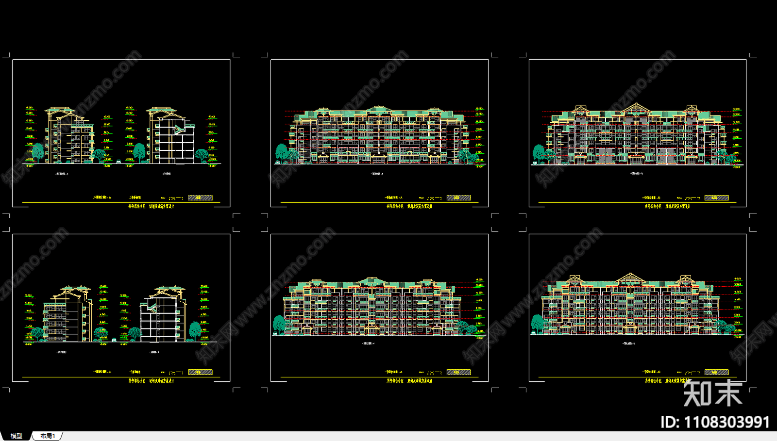 多层住宅规划及方案设计施工图下载【ID:1108303991】