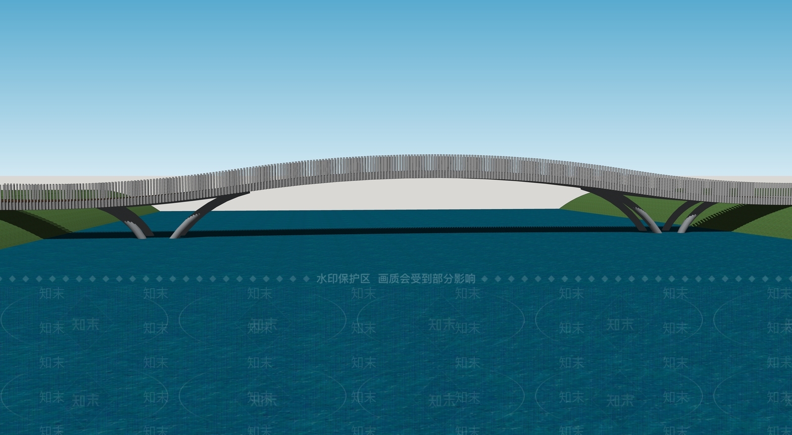 现代景观桥SU模型下载【ID:1108316273】