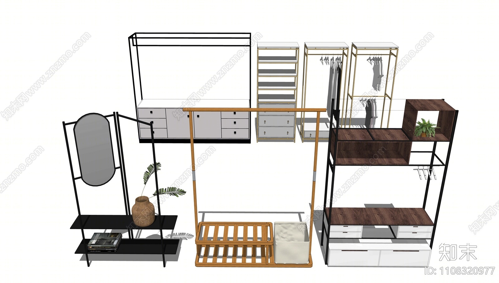 现代衣架SU模型下载【ID:1108320977】