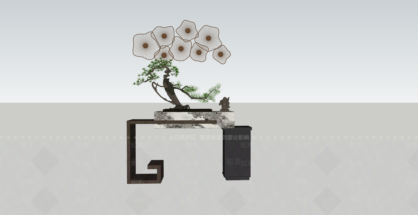 新中式端景条案SU模型下载【ID:1108326858】