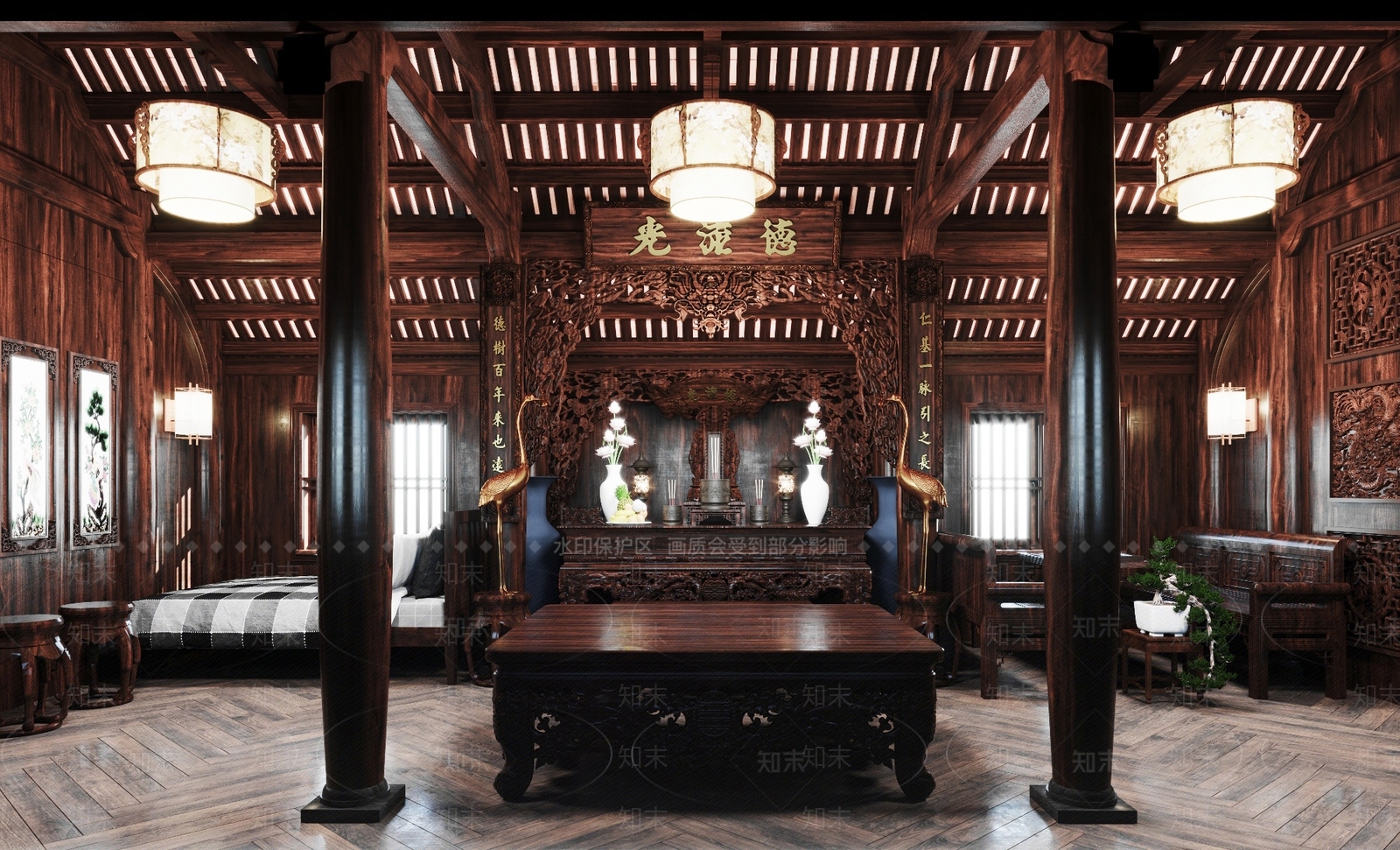 中式祠堂3D模型下载【ID:1108328970】
