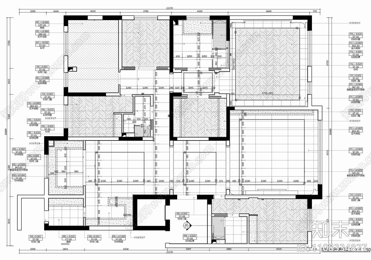 320㎡大平层施工图下载【ID:1108334827】