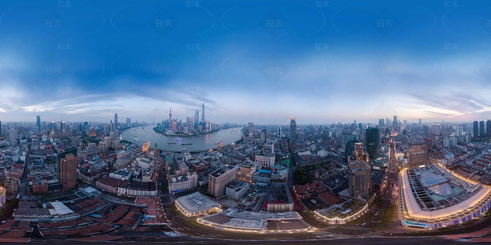 HDR外滩黄昏全景贴图下载【ID:1108335280】