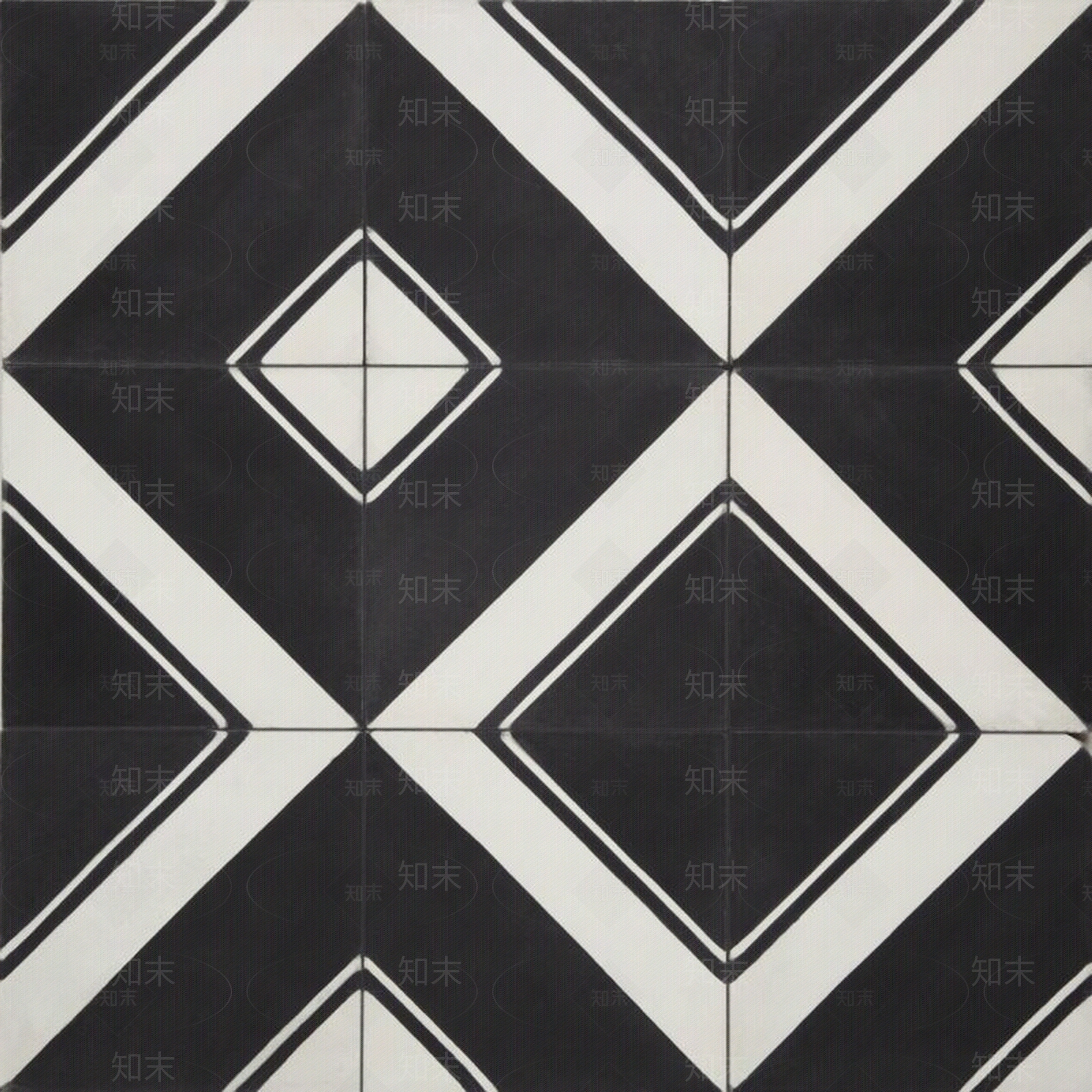 黑白几何花砖贴图下载【ID:1108336694】