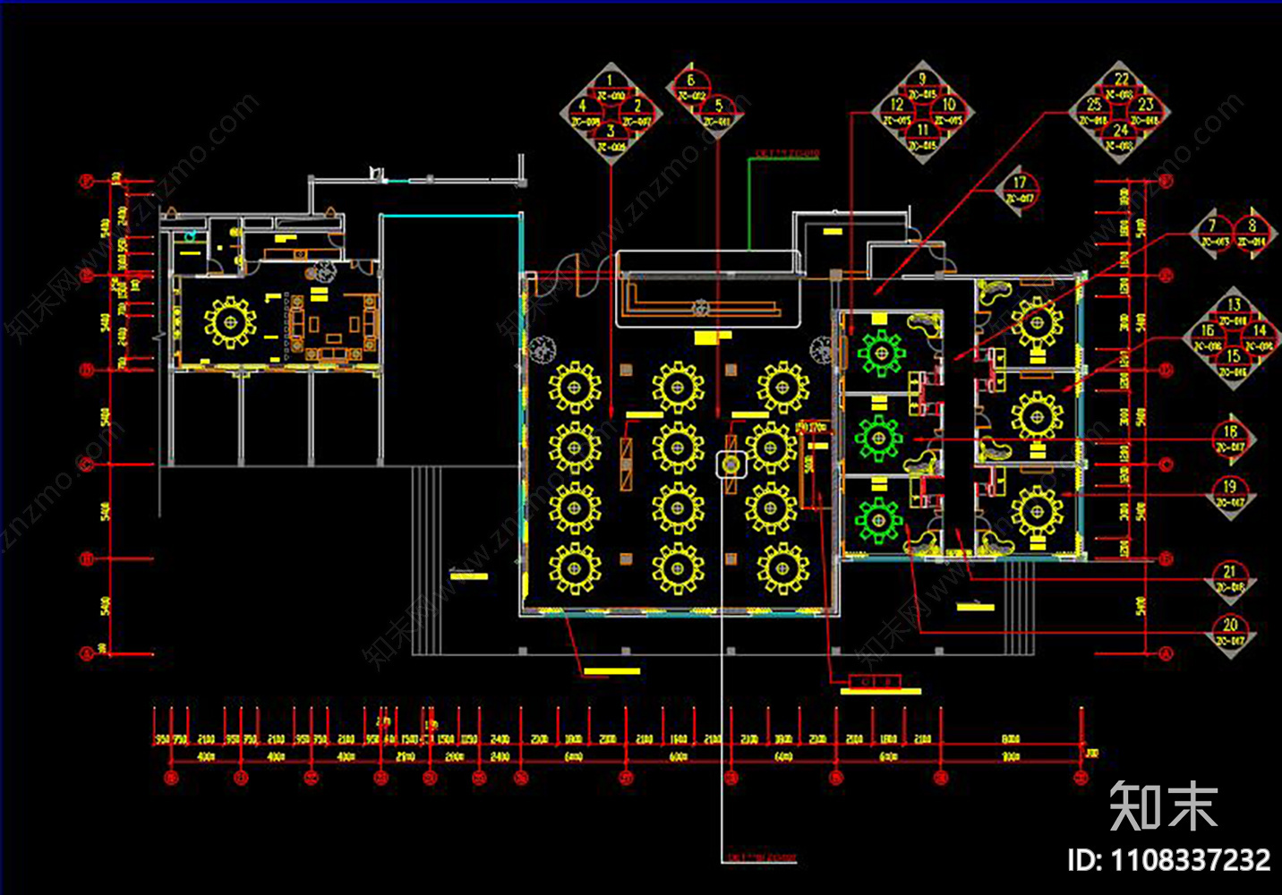 西餐厅CADcad施工图下载【ID:1108337232】
