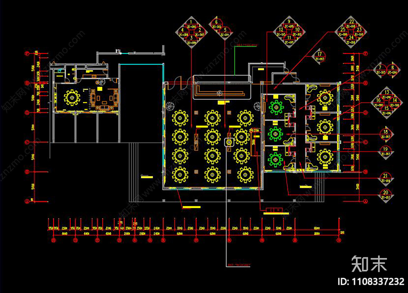 西餐厅CADcad施工图下载【ID:1108337232】