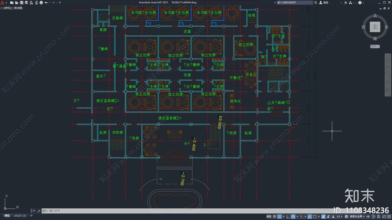 现代简约酒店建筑cad施工图下载【ID:1108348236】