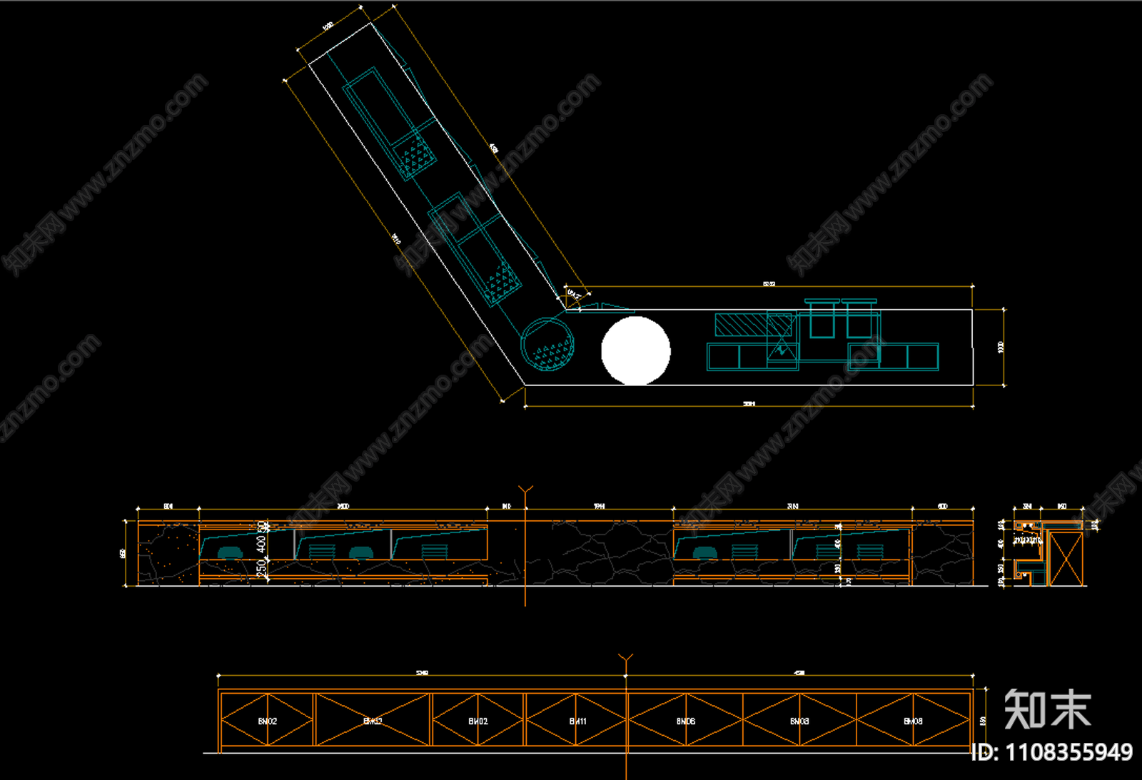 酒店餐台详图施工图下载【ID:1108355949】
