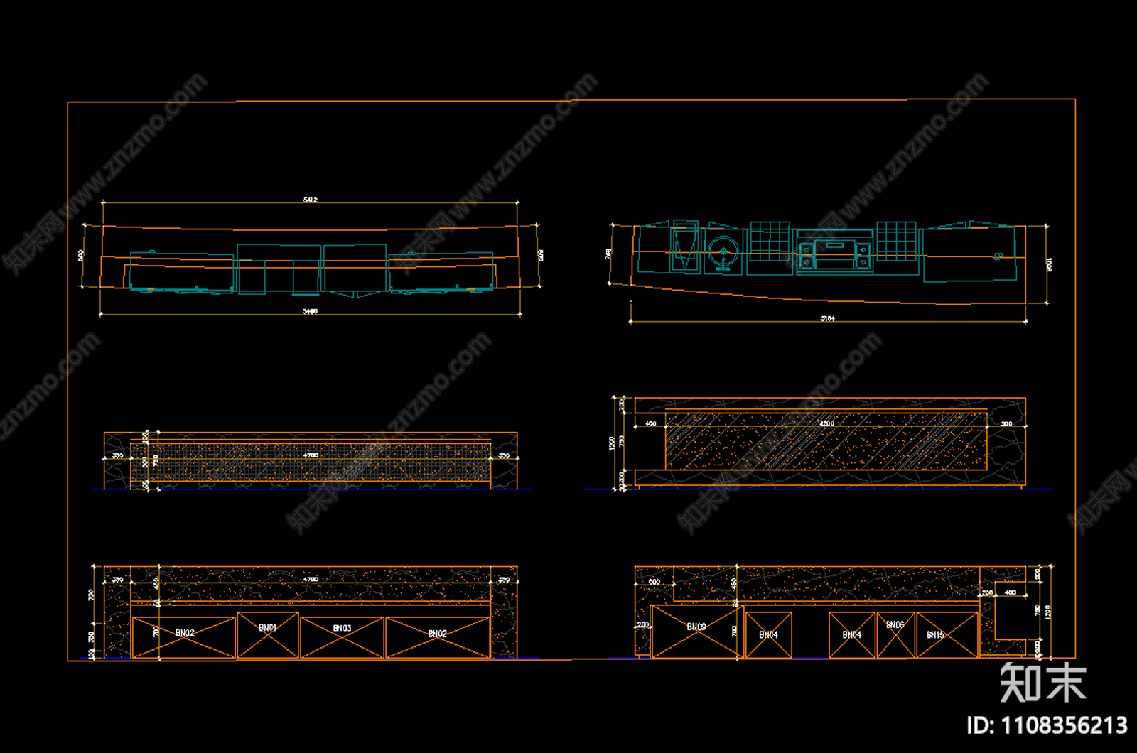 酒店餐台详图施工图下载【ID:1108356213】