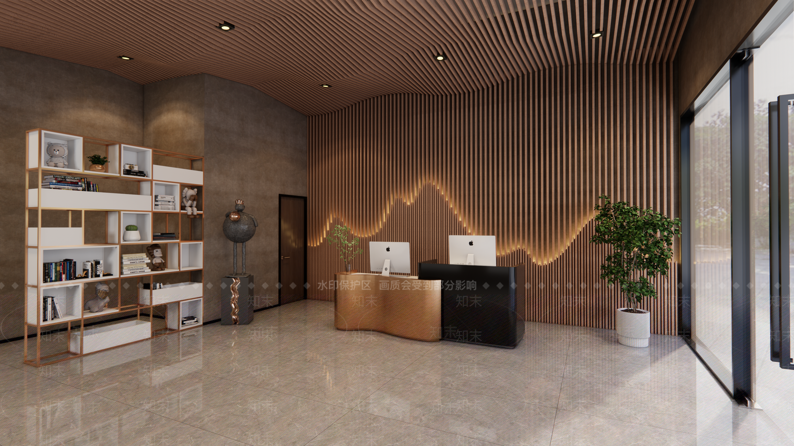现代酒店大堂SU模型下载【ID:1108360804】