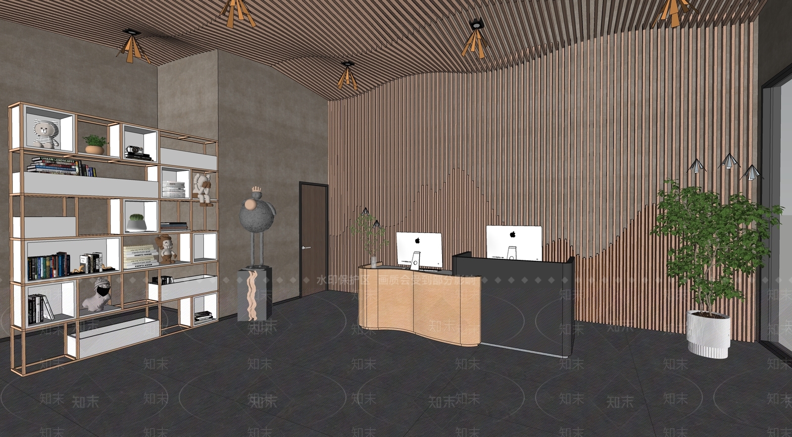 现代酒店大堂SU模型下载【ID:1108360804】