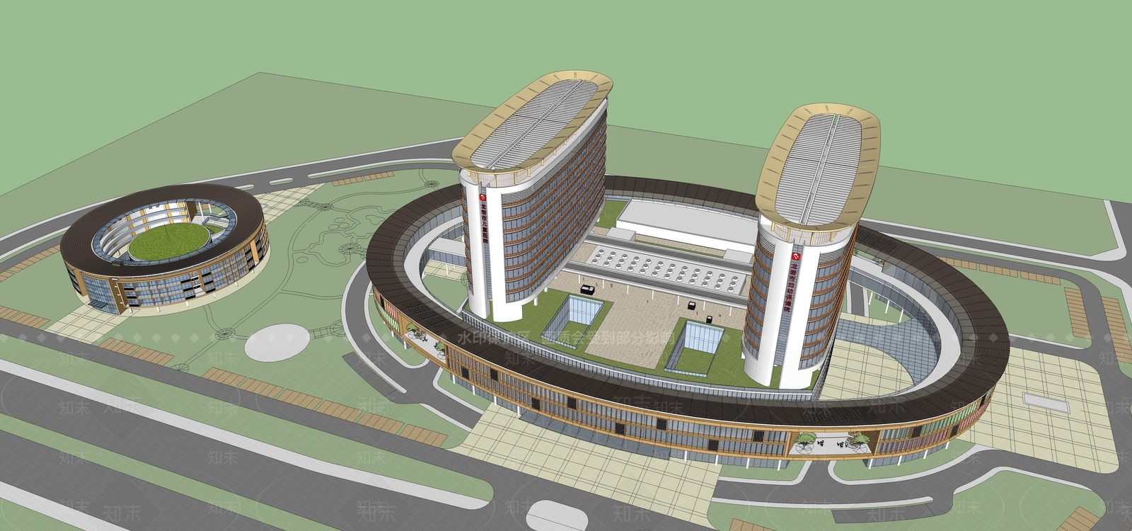 现代医疗建筑SU模型下载【ID:1108361076】