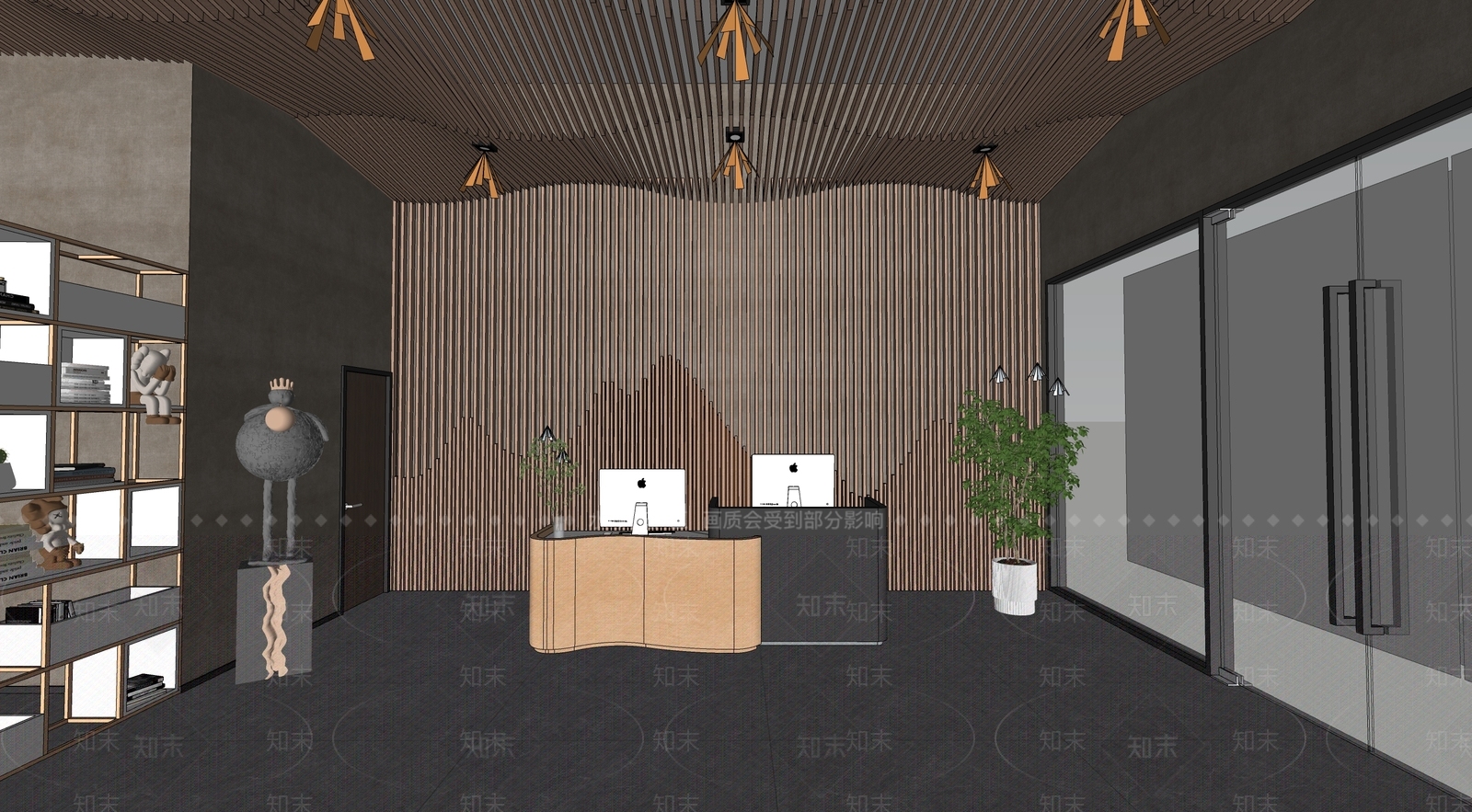 现代酒店大堂SU模型下载【ID:1108360804】