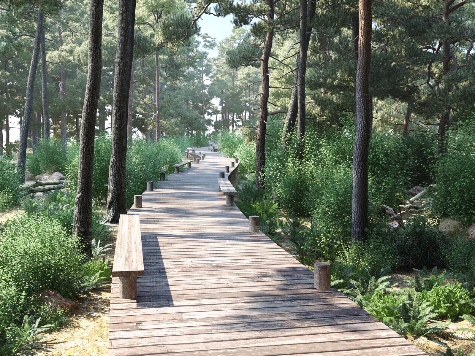 现代林间小路3D模型下载【ID:1108362291】