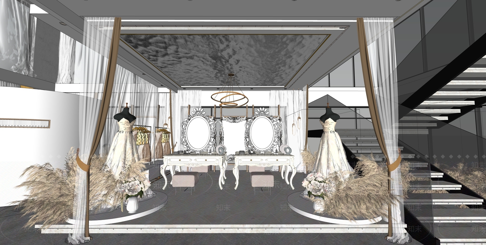 欧式婚纱店SU模型下载【ID:1108364053】