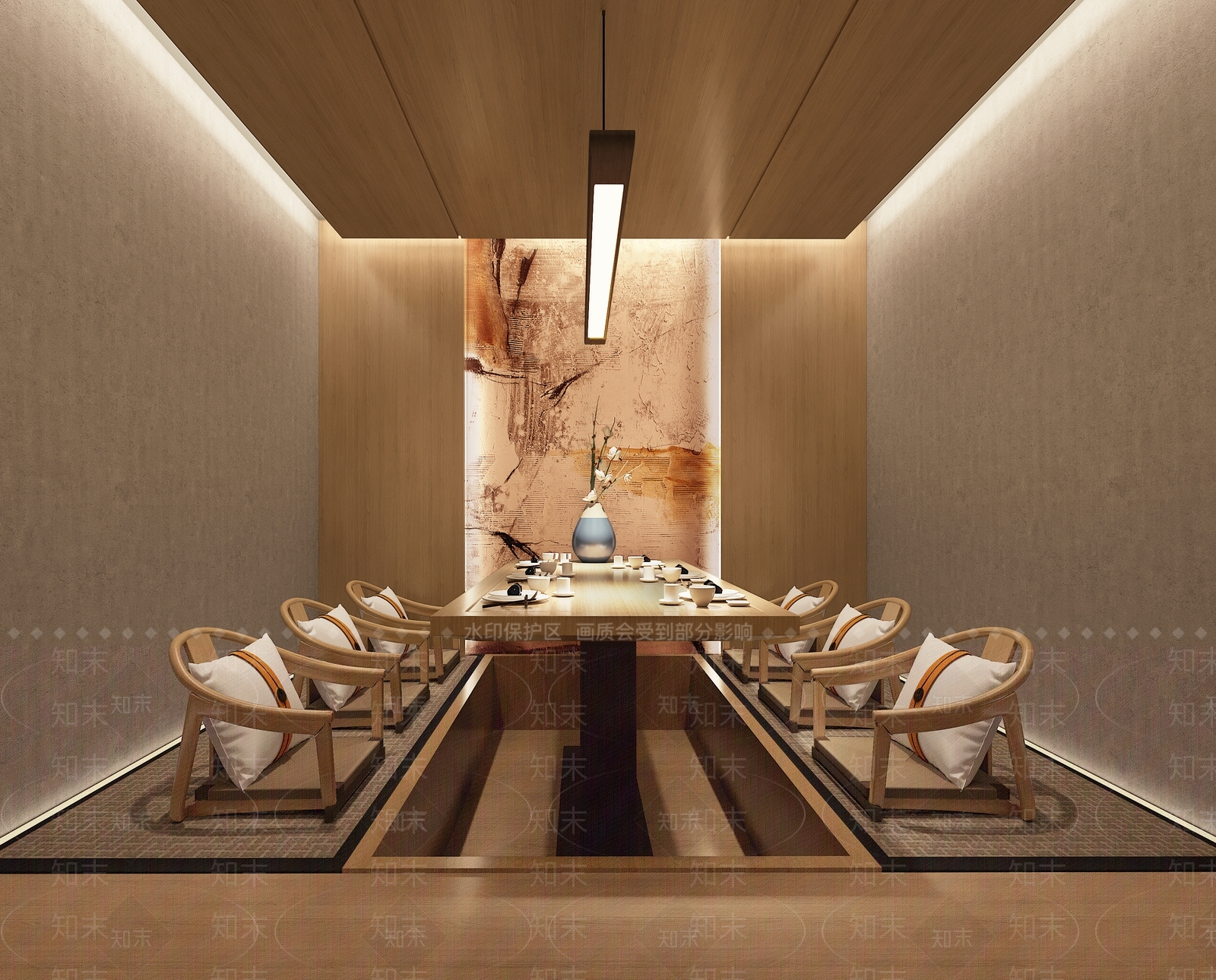 日式榻榻米餐厅包房3D模型下载【ID:1108367403】