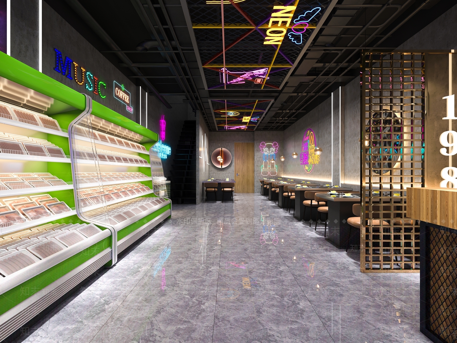 工业风火锅店3D模型下载【ID:1108377594】