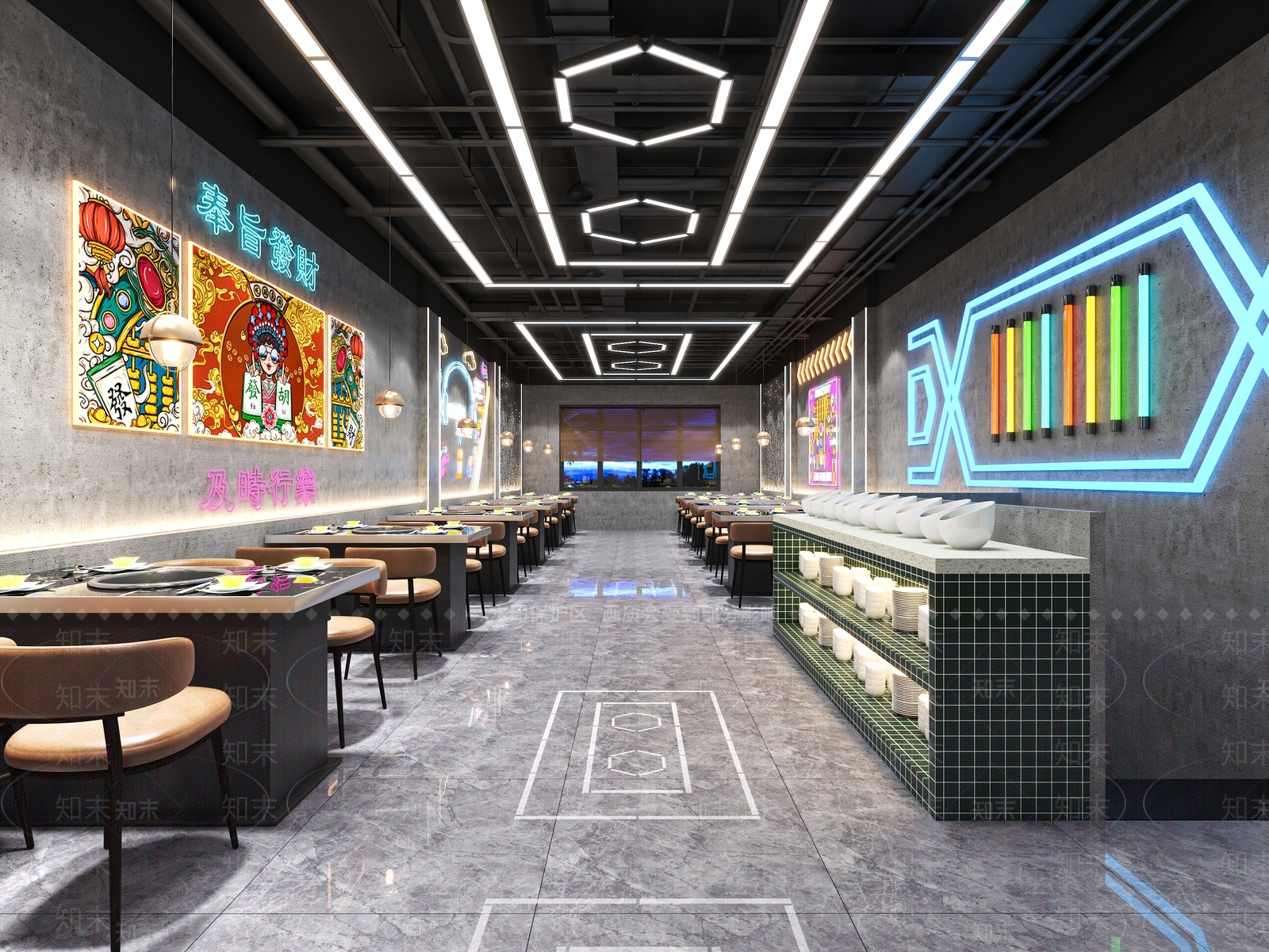 工业风火锅店3D模型下载【ID:1108377594】