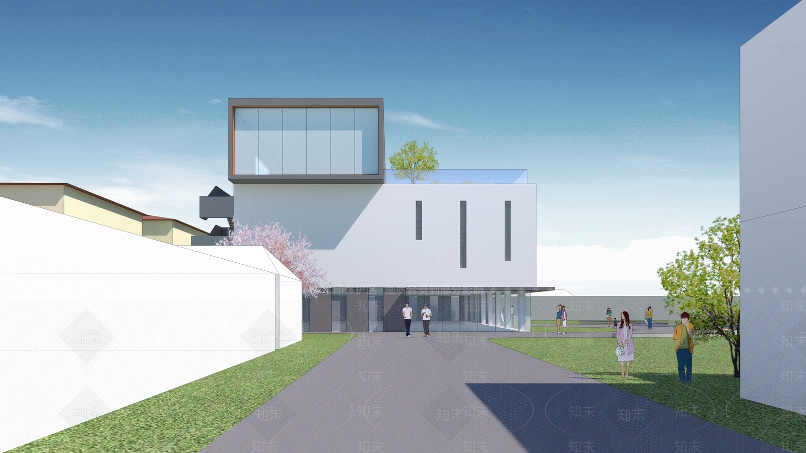 现代图书馆建筑SU模型下载【ID:1108378230】