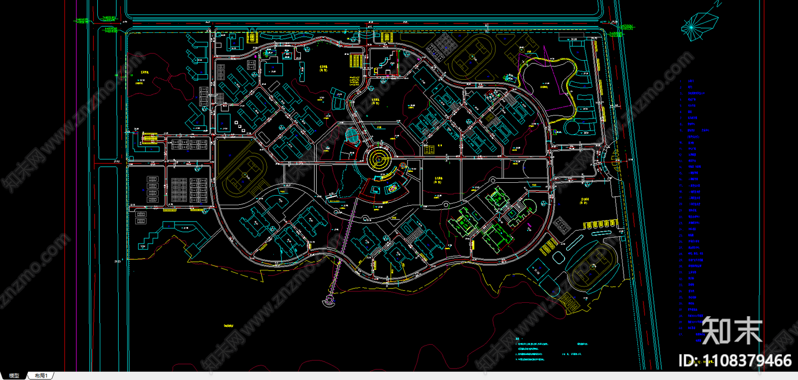 大学总平面图施工图下载【ID:1108379466】