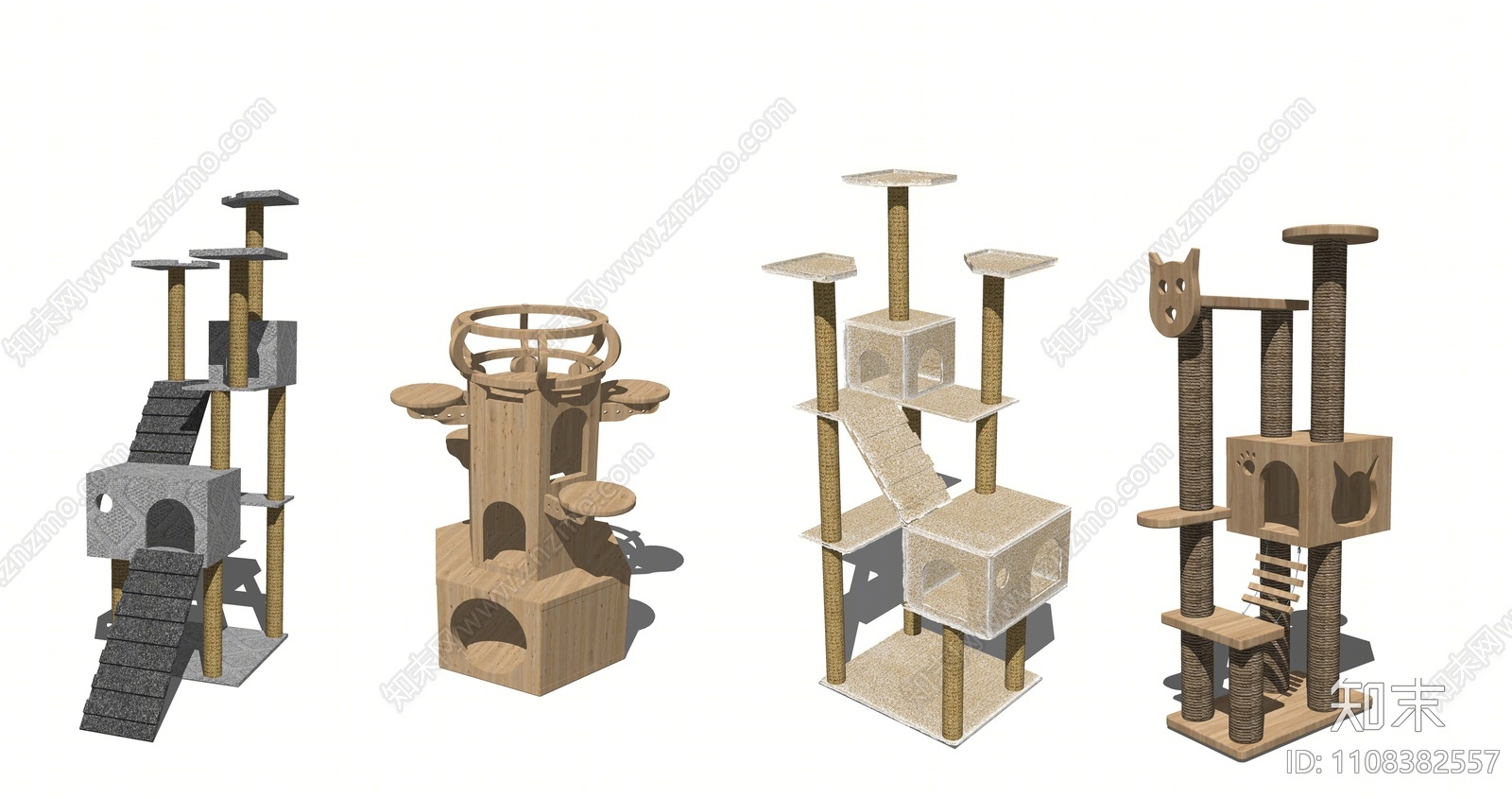 现代木制猫爬架SU模型下载【ID:1108382557】