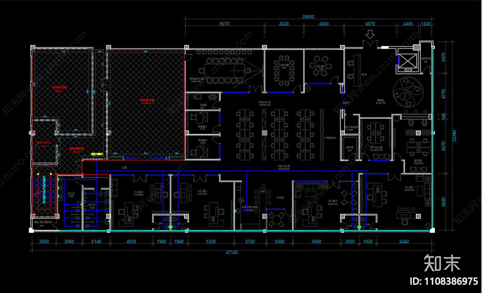 办公室CADcad施工图下载【ID:1108386975】