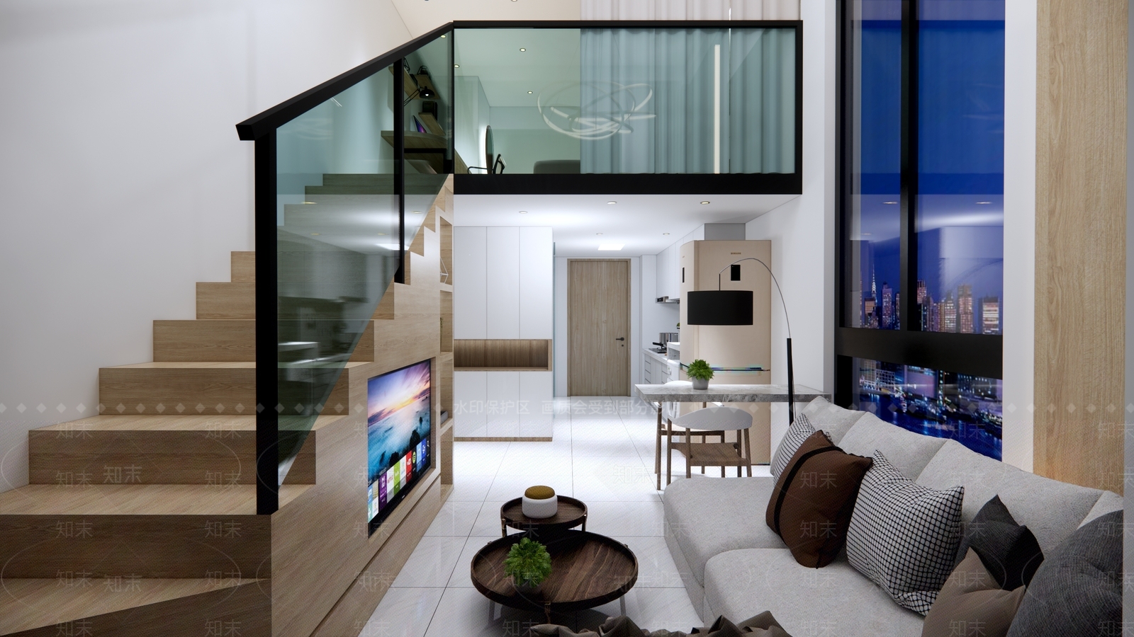 现代Loft公寓SU模型下载【ID:1108388510】