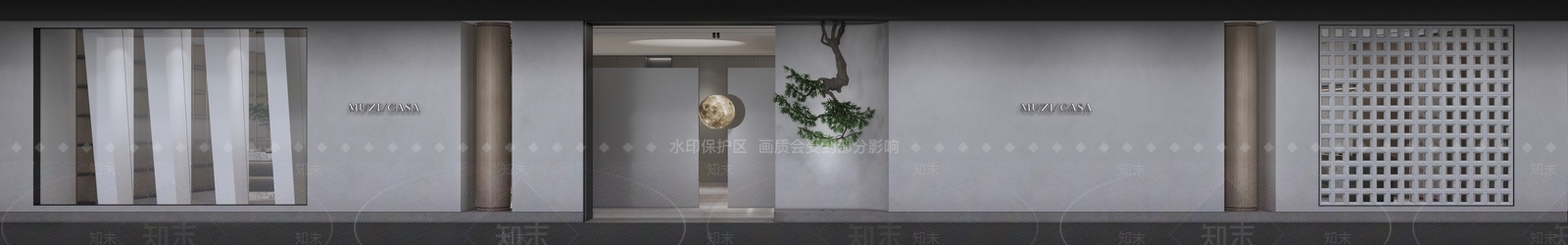 现代木作展厅SU模型下载【ID:1108389365】