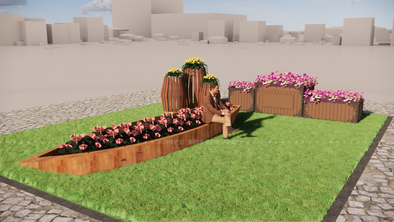 现代商业街外摆SU模型下载【ID:1108395877】